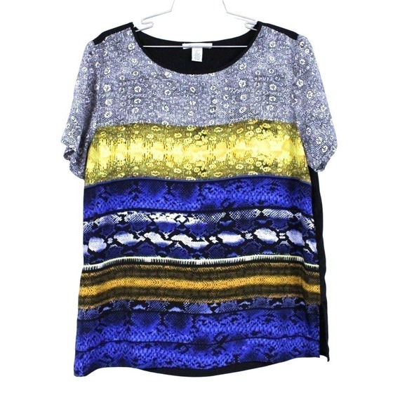 Kenneth Cole Snakeskin Print Blouse Career L NWOT Bright Colors animal Print - Picture 1 of 4
